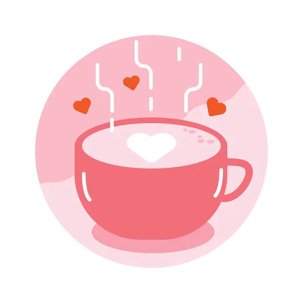 Hete Latte Art Met Hart Vorm Happy Valentine Day Concept — Stockvector