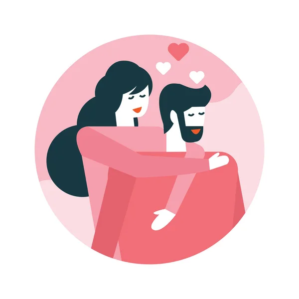 Hombre Mujer Enamorados Feliz Día San Valentín Diseño Iconos Planos — Archivo Imágenes Vectoriales