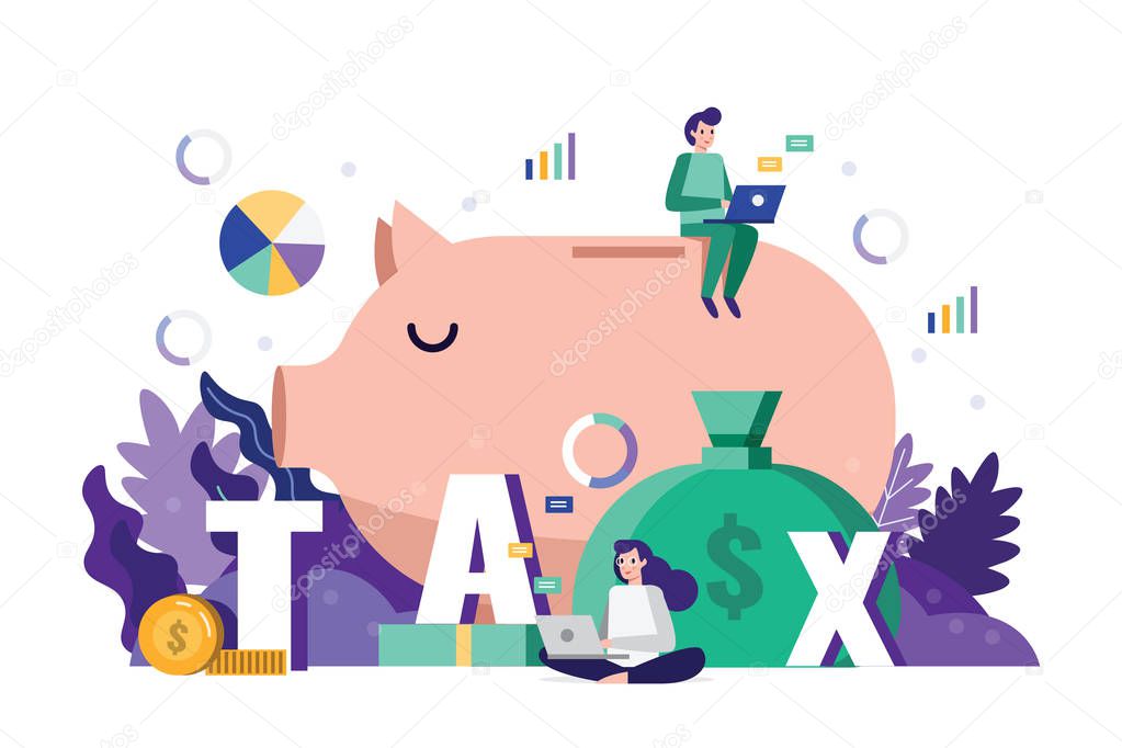  Business team analysis and strategy tax data on tax time deadline concept. 