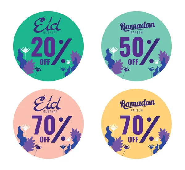 Eid e Ramadan banner di vendita, set di adesivi . — Vettoriale Stock