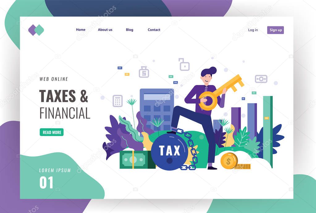 Tax and financial landing page template. 