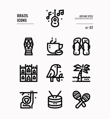 Brezilya çizgi simgesi seti 3.