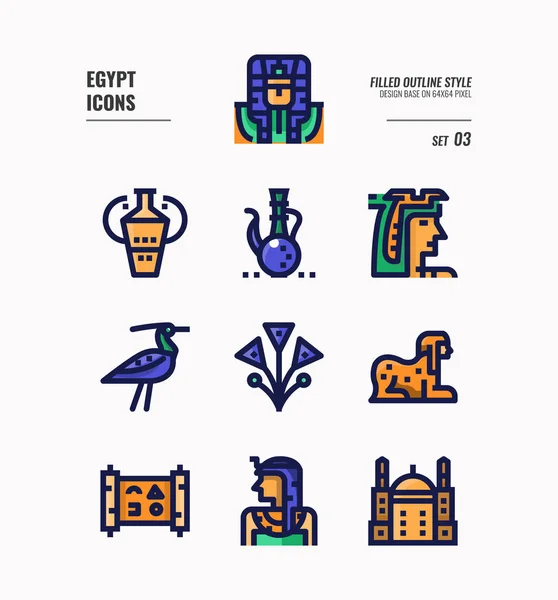 Egipto icono conjunto 3 . — Vector de stock