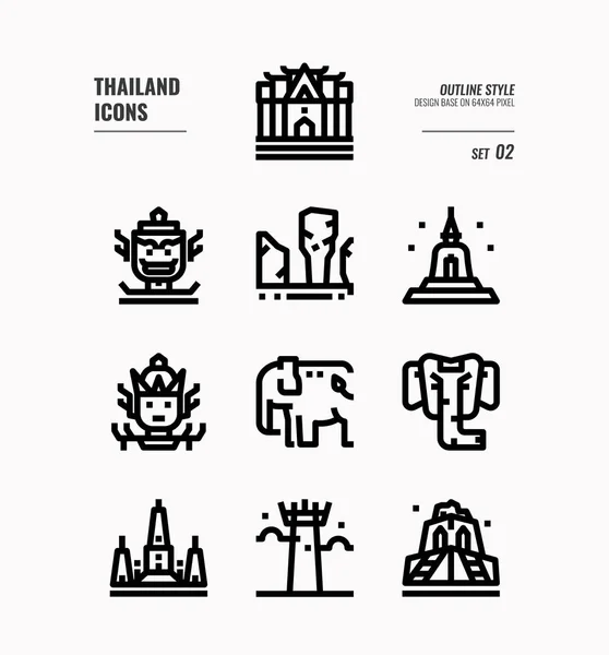 Thailand line icon set 2. — Stock Vector