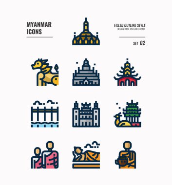 Myanmar simge 2 set. 