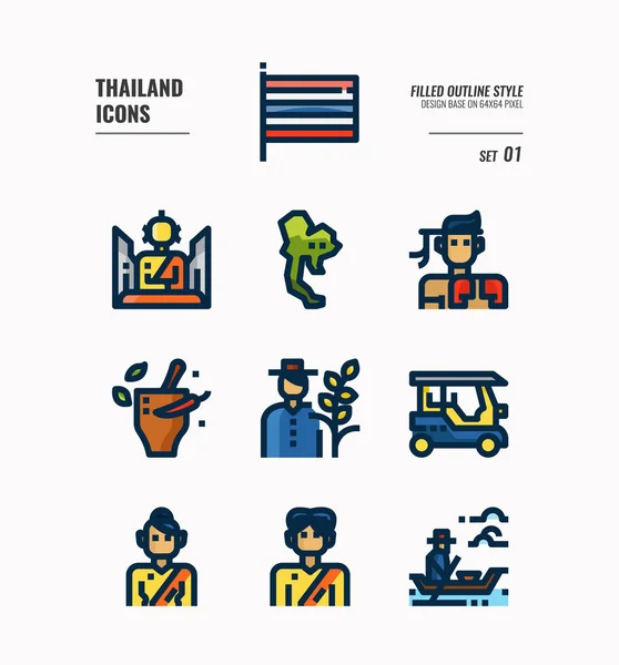 Thailand icon set 1. — Stock Vector