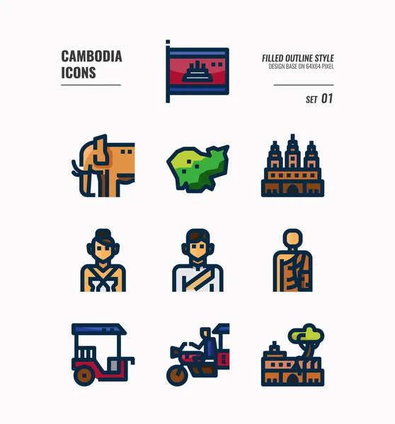 Cambodia icon set 1. — Stock Vector