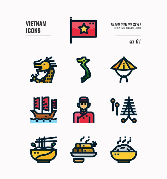 Conjunto de iconos Vietnam 1 . — Archivo Imágenes Vectoriales