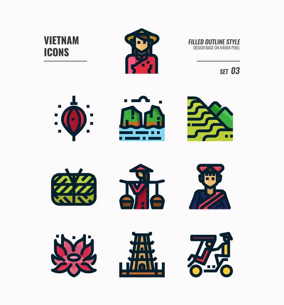 Conjunto de iconos Vietnam 3 . — Archivo Imágenes Vectoriales