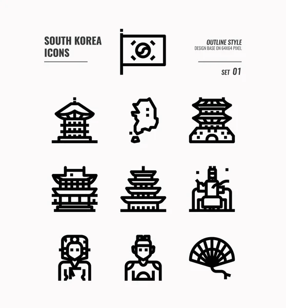 Corea del Sur icono conjunto 1 . — Vector de stock