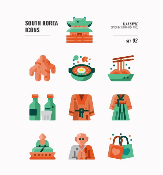 Corea del Sur icono conjunto 2 . — Archivo Imágenes Vectoriales