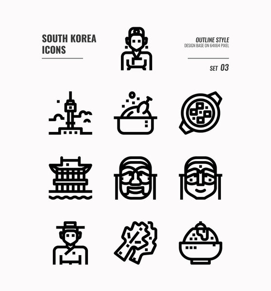 South Korea icon set 3. 