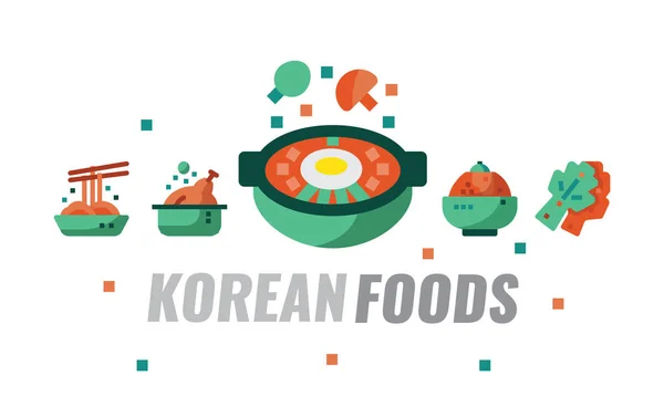 Korejská jídla, kuchyně, receptury. — Stockový vektor