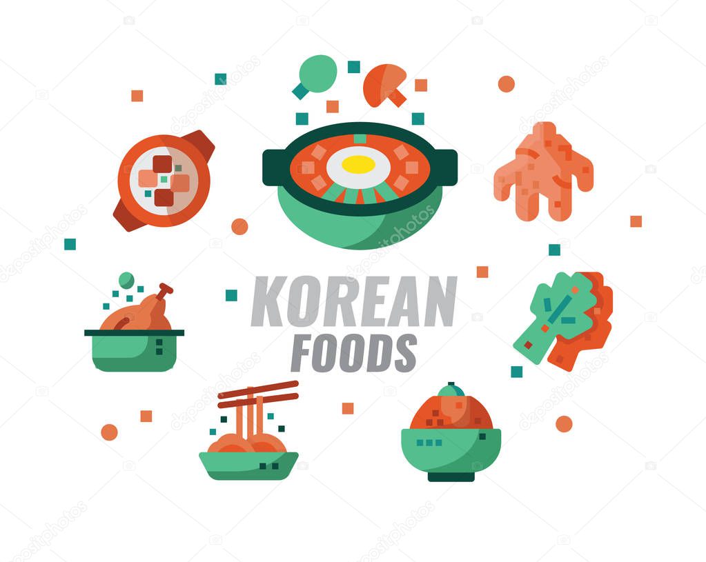 Korean foods, cuisine, recipes banner. 