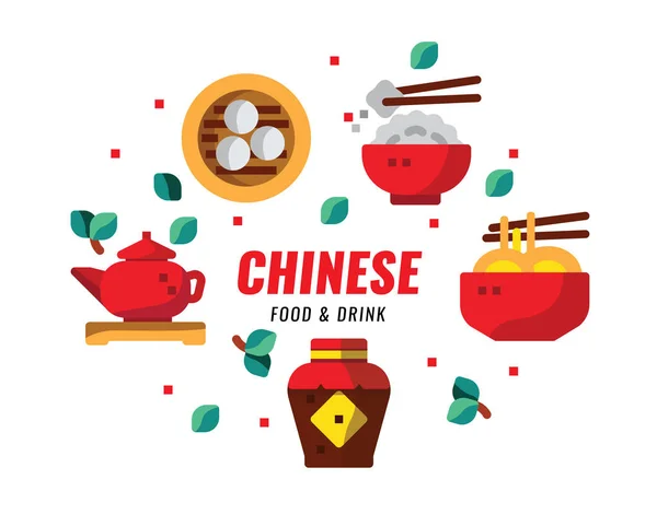 Cuisine chinoise et boisson, cuisine, bannière recettes . — Image vectorielle