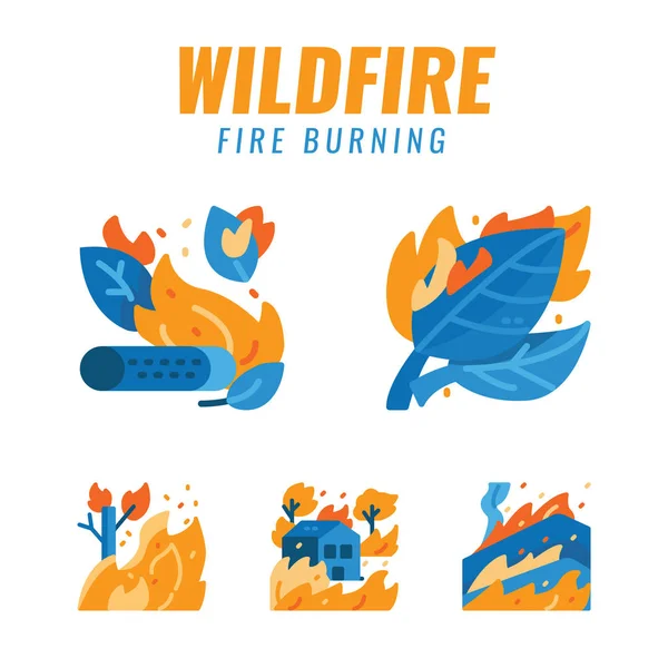 Incendios forestales y desastre de incendios . — Archivo Imágenes Vectoriales