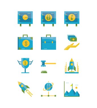 İş kurma ve finansal konsept. Düz simge tasarımı. vektör