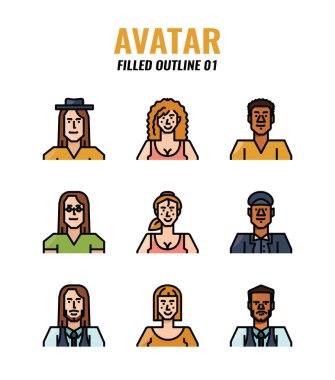 Avatar ana hatları doldurulmuş simge tasarımı 01.