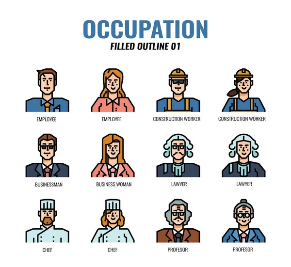Occupation Avatar Наповнив Контур Іконних Сесій — стоковий вектор
