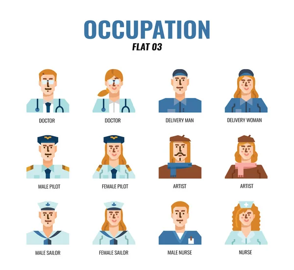 Occupation Avatar Flat Icon Set03 — 스톡 벡터