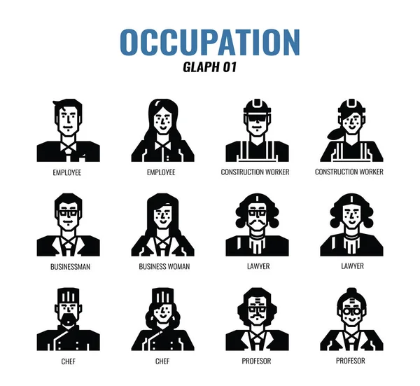 Occupation Avatar Glyph Icon Set01 — 스톡 벡터