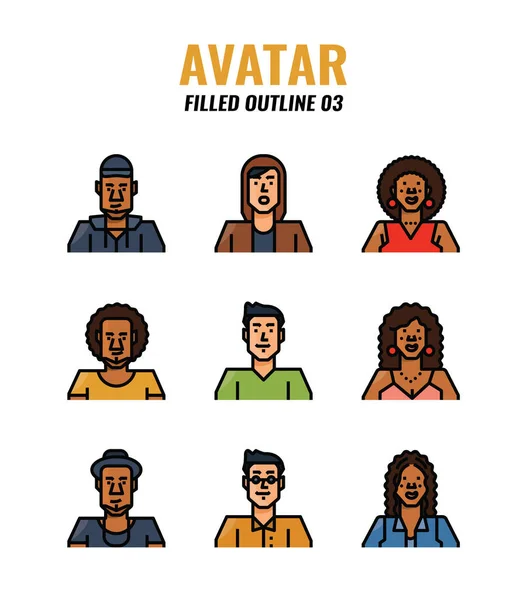 Avatar Preenchido Design Ícones Esboço —  Vetores de Stock