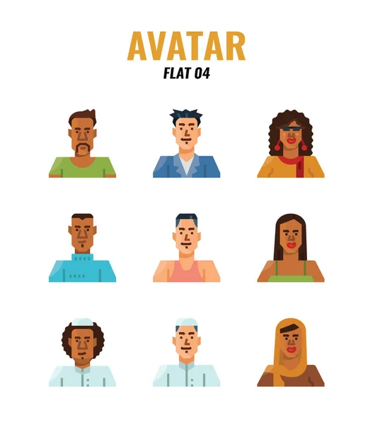 Avatar Platt Ikoner Design — Stock vektor