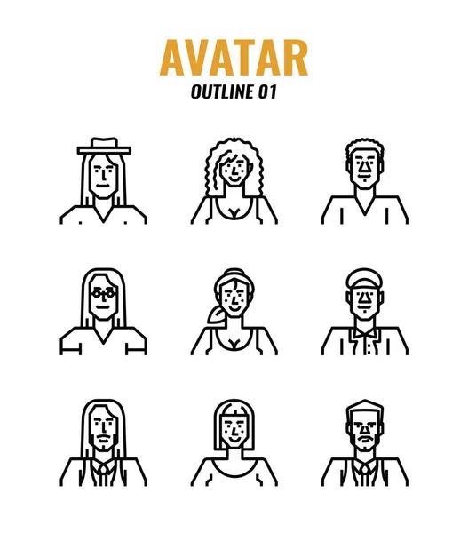 Avatar Skissera Ikoner Design — Stock vektor