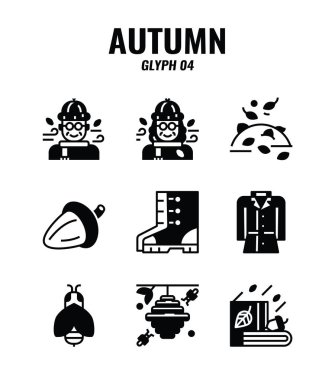 Sonbahar sezonu konseptinin simge seti. simge kümesi 4