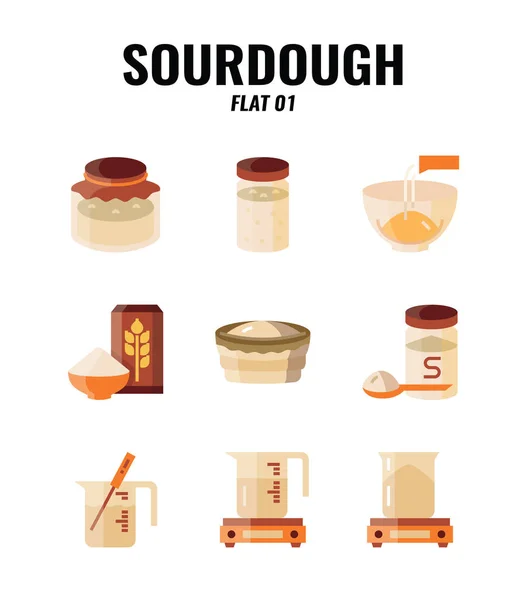Плоский Набір Іконок Домашнього Хлібного Хлібного Набору Процесу Набір Іконок1 — стоковий вектор
