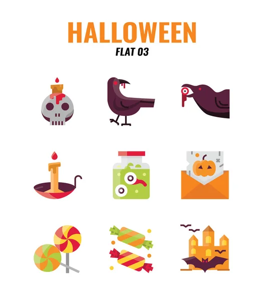 Conjunto Iconos Planos Halloween Conjunto Iconos — Archivo Imágenes Vectoriales