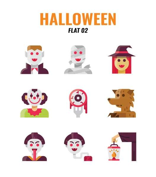 Conjunto Iconos Planos Halloween Conjunto Iconos — Archivo Imágenes Vectoriales