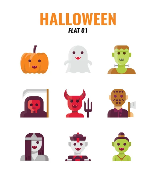 Conjunto Iconos Planos Halloween Conjunto Iconos — Archivo Imágenes Vectoriales