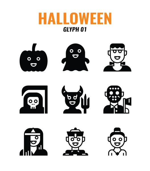 Conjunto Iconos Glifos Halloween Conjunto Iconos — Archivo Imágenes Vectoriales