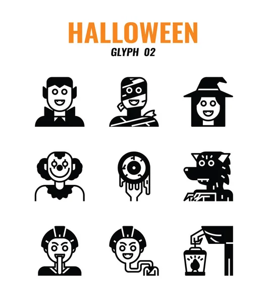 Conjunto Iconos Glifos Halloween Conjunto Iconos — Archivo Imágenes Vectoriales