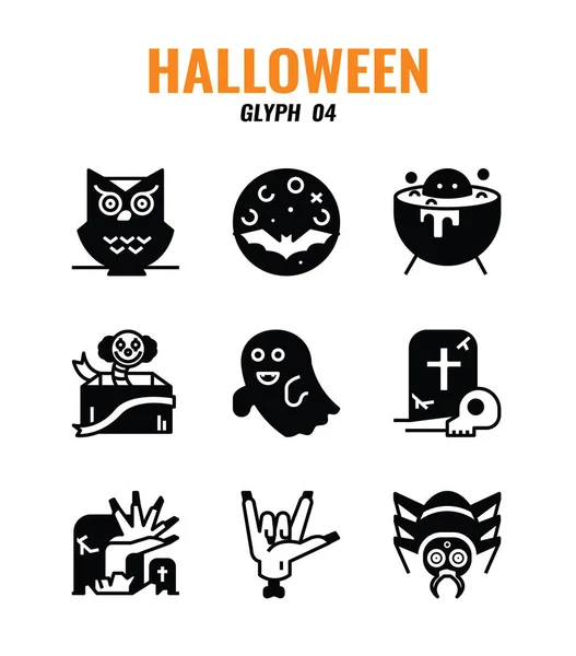 Conjunto Iconos Glifos Halloween Conjunto Iconos — Vector de stock