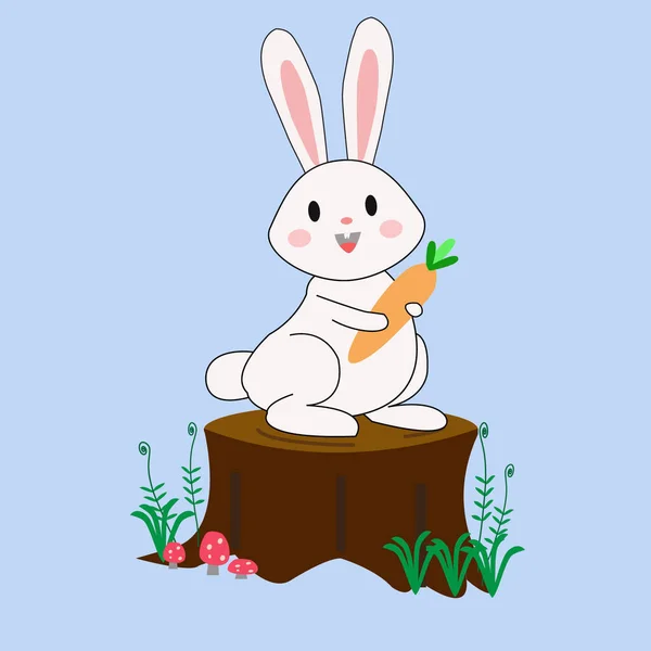 Conejo Conejo Pie Madera Vector Ilustración — Vector de stock
