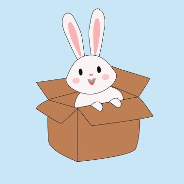  Kutunun üzerinde şirin tavşan çizgi filmi.