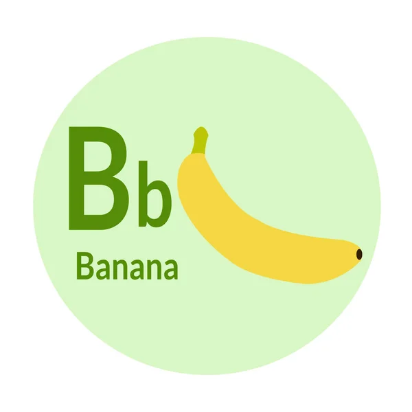 Alfabeto Fruta Banana Ilustración Vector Para Niños — Vector de stock
