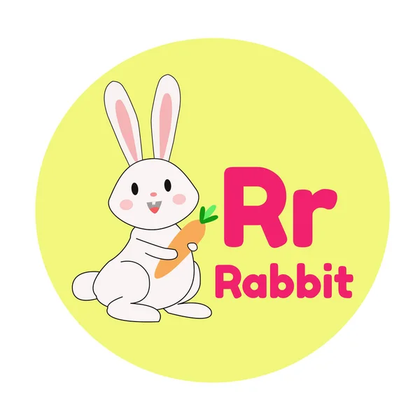 Animal Alphabet Rabbit Cartoon Illustration Vector — Stock Vector