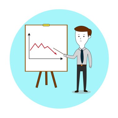 Bir Erkek Resmetme Vektöründen İş Grafiği Düşürme Sunumu