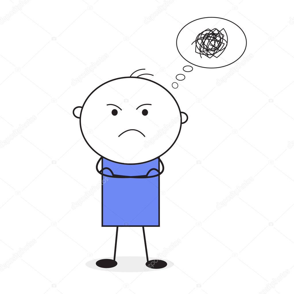 People With Frown mad face doodle illustration vector