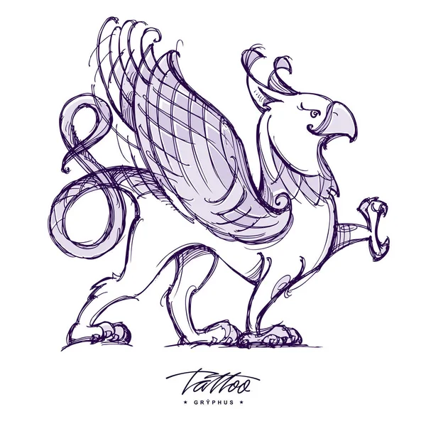 Griffin Tetování Mytické Stvoření — Stockový vektor