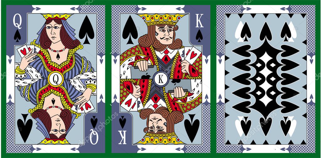 queen and king card template and reverse side