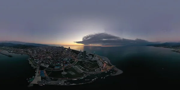 Panorama 360 města Batumi z dronu, Adjara, Georgia — Stock fotografie