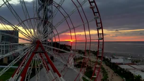 Zachód słońca w Batumi z dronem, Adżara, Gruzja — Wideo stockowe