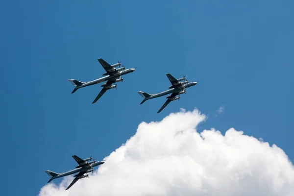 2020 Moskou Russische Federatie Militaire Vliegtuigen Vliegen Naar Overwinningsparade — Stockfoto