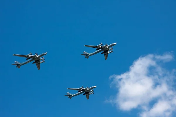 2020 Moscow Russian Federation Military Aircraft Fly Victory Parade — Stock Photo, Image