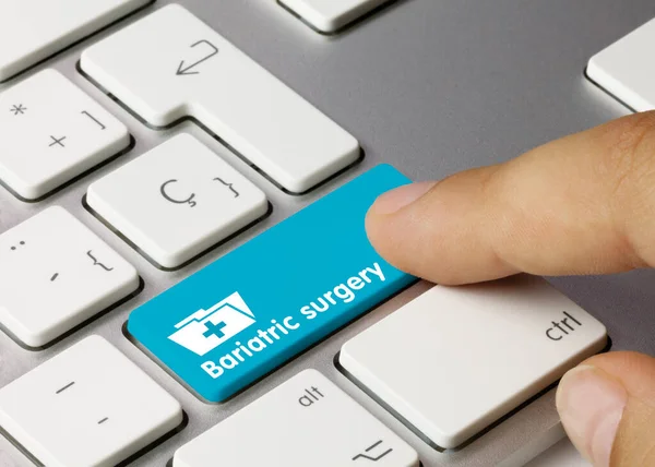 Cirugía Bariátrica Escrita Llave Azul Del Teclado Metálico Pulsando Tecla —  Fotos de Stock