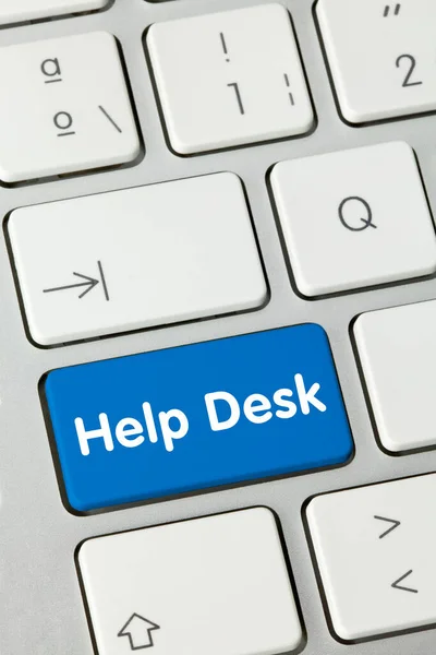 Help Desk Scritto Blue Key Della Tastiera Metallica Tasto Pressione — Foto Stock